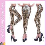 Fashion Sexy Leopard Plus Size High Waist Leather Leggings