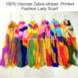 100% Viscose Hot Sale Fashion Ladies Zebra Stripes Printed Scarf