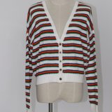 Ladies' Colorful Striped Cardigan with Lose Version and Soft Handfeel in Low Percent Duty