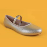 Ladies Gold Casual Flats Ballet Shoes for Women with Belt