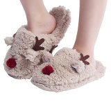 Womens Fuzzy Animal Reindeer House Slippers
