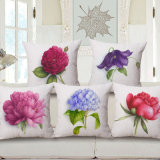 Vivid Pretty Flowers Cotton Linen Digital Printed Cushion Cover (35C0245)