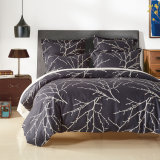 120 GSM Ultra Soft Duvet Cover Set with Zipper Closure-Branch and Plum Blue Printed Pattern