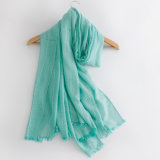 Women Fashion Plain Color Cotton Silk Scarf (YKY1148)