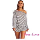 Yellow White Batwing Stripe Cover-up Romper