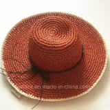 Red Faashion Women Paper Straw Beach Big Wide Brim Summer Hat (HW05)
