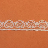 White Color Popular Design Scalloped Floral Rigid Lace for Garment Lace