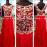 Beads Red Chiffon Party Prom Gown Evening Dresses L1539