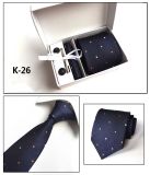 New Design Men's Fashionable Woven Polyester Tie Hanky Cufflink Tie Pin Box Set (K26/27/28/29)