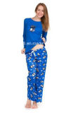Women Long Sleeve Pajama Set- Royal Blue Top & Royal Blue Long Pant (PJ-11)