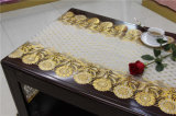 50cm Width Long Lace Gold PVC Vinyl Tablecloth Runner