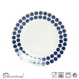19cm Porcelain Salad Plate with Blue Decal Print