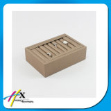 Leather Wooden Jewelry Ring Showcase Display, Cufflink Package Storage Display