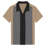 Wholesale Short Sleeve Men Casual Shirts Fashion Dress Shirt Coffee Brown Emerald