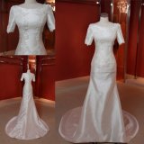 New Short Sleeves Satin Mermaid Bridal Dress Wedding Gowns