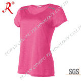 Hot Sale Women's V-Neck T-Shirt with High Quality (QF-2164)