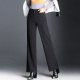 Latest Design Woman Black Loose Fit Zip Wool Pant