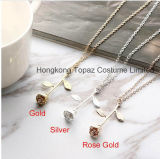 Delicate Rose Flower Pendant Necklace Charm Gold Silver Beauty Rose Jewelry Necklace (EN04)