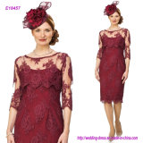 New Vintage Burgundy Lace Elegant Scoop Mother's Dresses