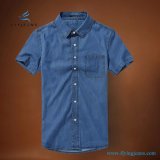 New Style Summer Casual Short Sleeves Men Denim Shirts with Pure Color by Fly Jeans