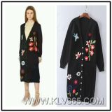 Women Fashion Outerwear Clothing Embroidery Long Sleeve Knitted Cardigan Sweater