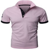 Rib Collar Pink Man Polo Shirt