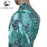 Water Green Handcut Organza Net Lace for Wedding Dress