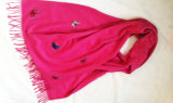 100%Wool Woven Winter Shawl with Butterfly