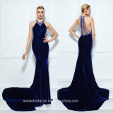 Royal Blue Prom Party Dress A-Line Velvet Evening Dresses Z5019