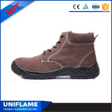 Brown Leather Ankle High Safety Shoes Ufb028