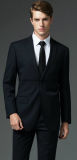 Custom Made Wool Slim Fit Men's Black Wedding Suit