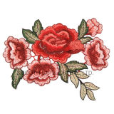Fashion Flower Red Rose Applique Embroidery Patches Clothes Decorated Sewing