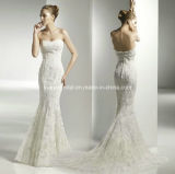Strapless Bridal Gown Ivory Lace Beaded Mermaid Wedding Dress H13432