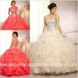 Ruffed Organza Wedding Dress Crystals Quinceanera Dress Ld15223