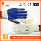 Ddsafety 2017 Natural Polyester String Knitted Blue PVC Work Glove