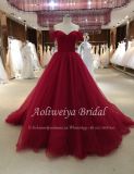 Aoliweiya A Line off Shoulder Red Tulle Evening Prom Dress