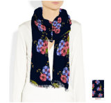 Silk Scarf with Lovely Flower Patterns