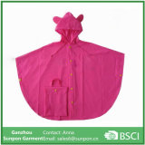 Cute Pink PVC Children's Rain Poncho Raincoats for Girls