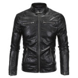 Standard up Collar Man's Fashion Leather Jacket for Spring and Autumn