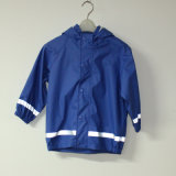 Sapphire Blue Solid PU Reflective Rain Jacket for Children/Baby Set