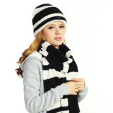 (LKN15036) Promotional Winter Knitted Beanie Hats with Scarf