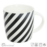 12oz Ceramic Mug with Decal Black Strip Design