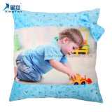 Cute Butterfly Knot Sublimation Pillow Cover, Single Face Bear Pattern White +Light Blue Pillow Cover