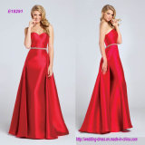 Strapless Sweetheart Mikado Sheath with A-Line Overskirt Evening Dress with Hand-Beaded Waistband