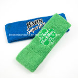 Factory OEM Custom Logo Embroidered Green Cotton Towel Sporting Sweat Headbands