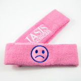 Factory Produce Custom Logo Embroidered Girl's Pink Cotton Sporting Sweat Headbands