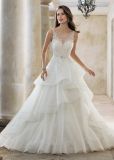 Amelie Rocky Beaded Tiered Organza Wedding Ball Gowns