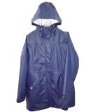 Taped Navy Solid PU Waterproof Raincoat for Adult