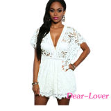 Fashion White Lace Sheer Top Romper