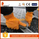 Ddsafety 2017 Heavy Weight Orange String Knitted PVC Honey Comb Pattern Both Sides Work Glove